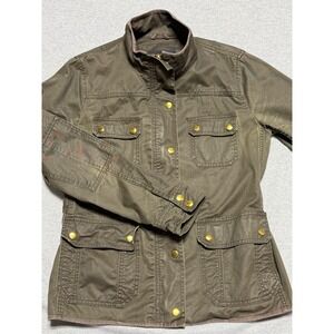 J.Crew Field Mechanic Jacket Olive Green Cotton Utility Coat 19034 Womens Medium